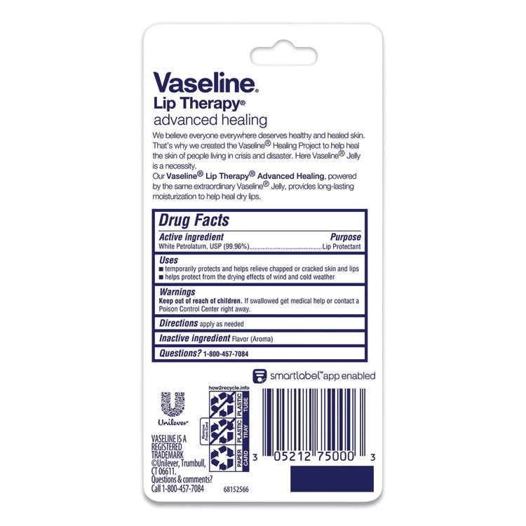 Vaseline® Lip Therapy Advanced Lip Balm, Original, 0.35 oz Tube (UNI75000EA) Each