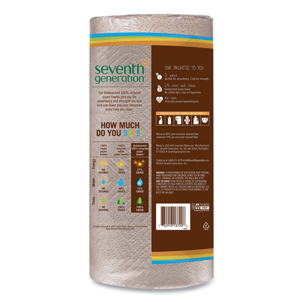 Seventh Generation® Natural Unbleached 100% Recycled Paper Kitchen Towel Rolls, 2-Ply, Individually Wrapped, 11 x 9, 120/Roll, 30 Rolls/Carton (SEV13720CT) Case of 30