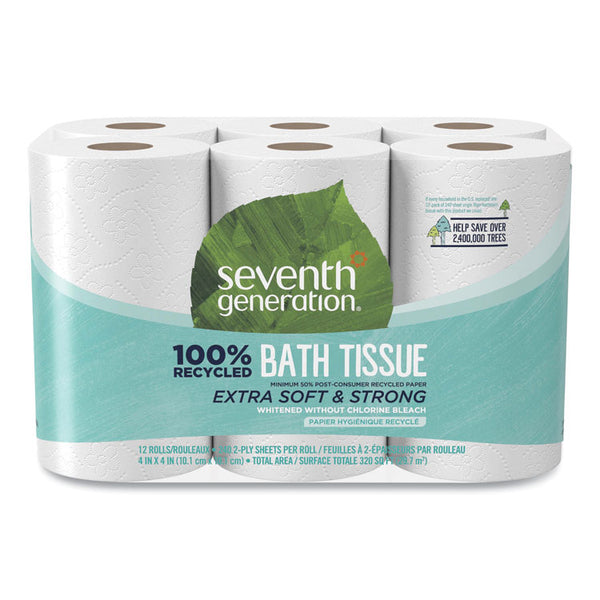 Seventh Generation® 100% Recycled Bathroom Tissue, Septic Safe, 2-Ply, White, 240 Sheets/Roll, 12/Pack (SEV13733PK)