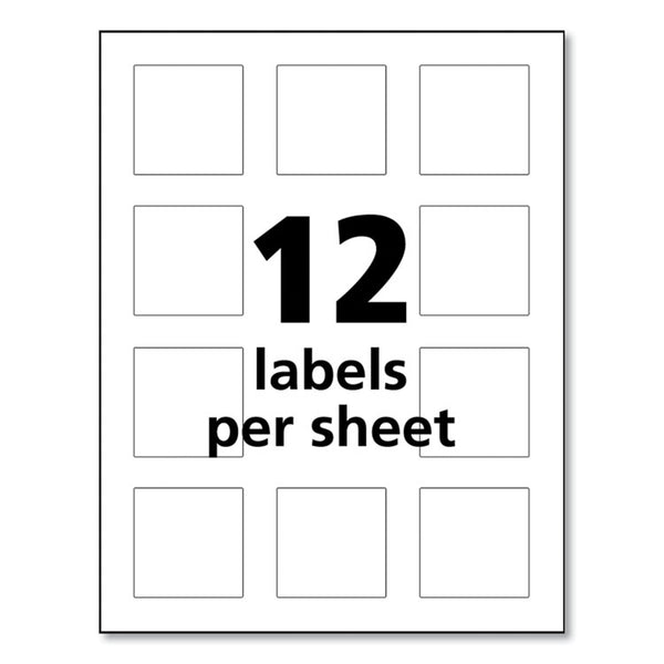 Avery® UltraDuty GHS Chemical Waterproof and UV Resistant Labels, 2 x 2, White, 12/Sheet, 50 Sheets/Pack (AVE60526)