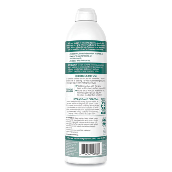 Seventh Generation® Disinfectant Sprays, Eucalyptus/Spearmint/Thyme, 13.9 oz, Spray Bottle (SEV22981EA)