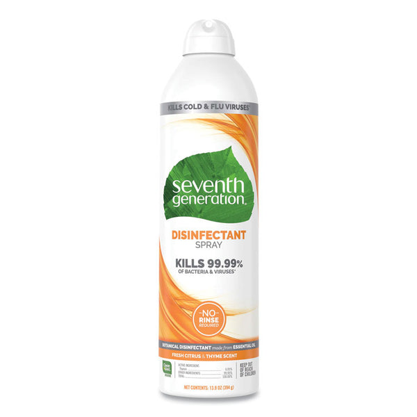 Seventh Generation® Disinfectant Sprays, Fresh Citrus/Thyme, 13.9 oz, Spray Bottle, 8/Carton (SEV22980)