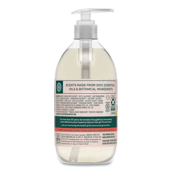 Seventh Generation® Natural Hand Wash, Mandarin Orange and Grapefruit, 12 oz Pump Bottle, 8/Carton (SEV22925CT)