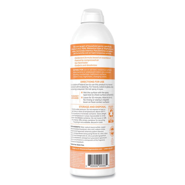 Seventh Generation® Disinfectant Sprays, Fresh Citrus/Thyme, 13.9 oz, Spray Bottle (SEV22980EA)