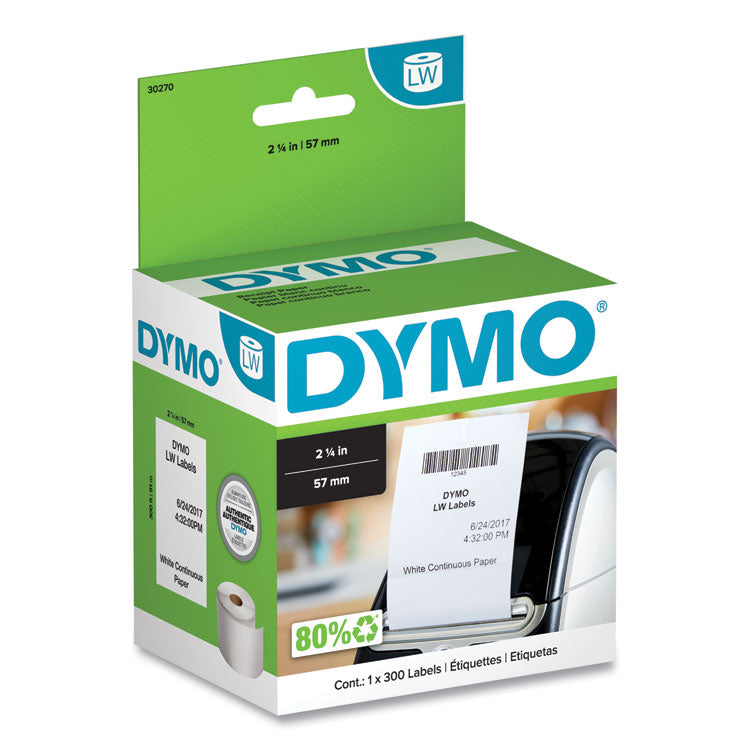 DYMO® LabelWriter Continuous-Roll Receipt Paper, 2.25" x 300 ft, White (DYM30270)