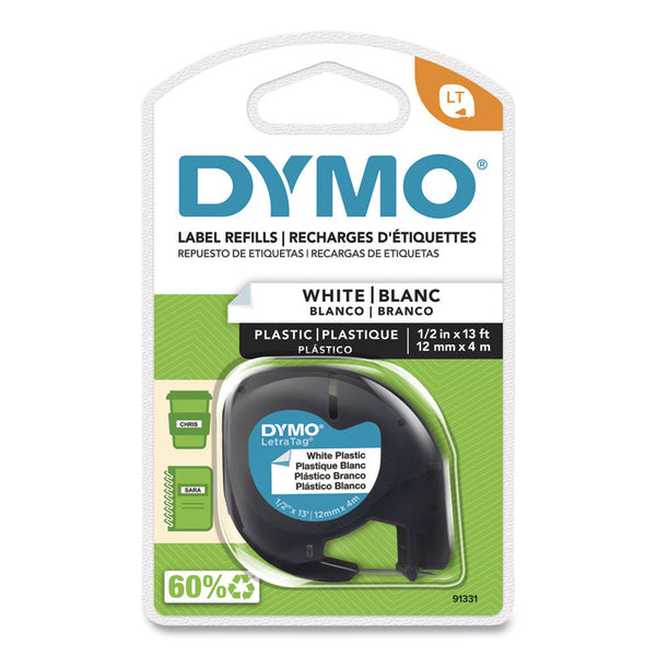 DYMO® LetraTag Plastic Label Tape Cassette, 0.5" x 13 ft, White (DYM91331)