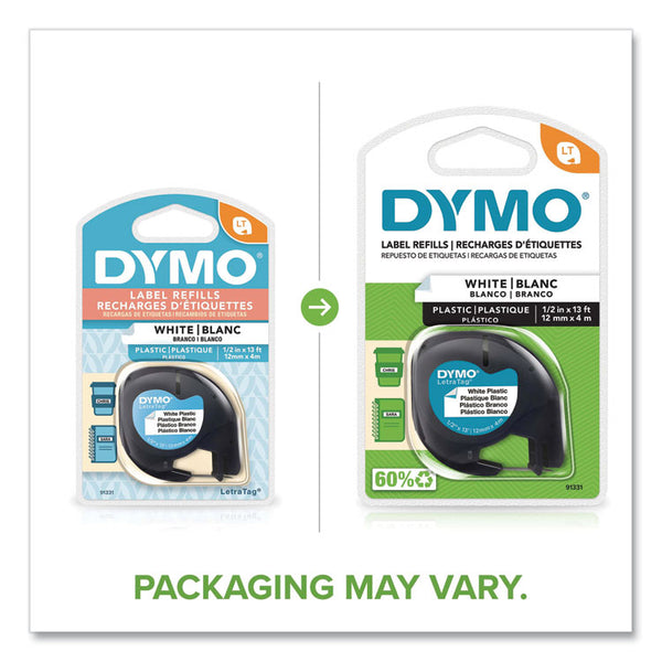 DYMO® LetraTag Plastic Label Tape Cassette, 0.5" x 13 ft, White (DYM91331)