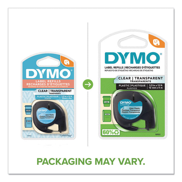 DYMO® LetraTag Plastic Label Tape Cassette, 0.5" x 13 ft, Clear (DYM16952)