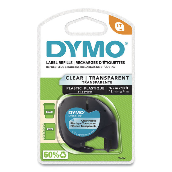 DYMO® LetraTag Plastic Label Tape Cassette, 0.5" x 13 ft, Clear (DYM16952)