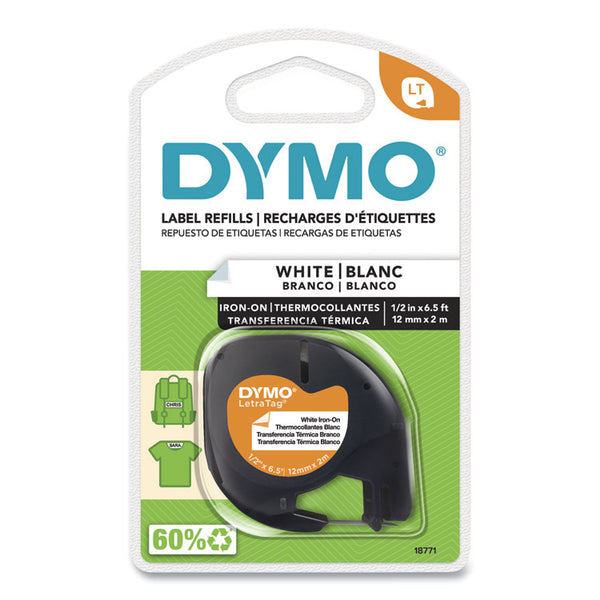 DYMO® LetraTag Fabric Iron-On Labels, 0.5" x 6.5 ft, White (DYM18771)