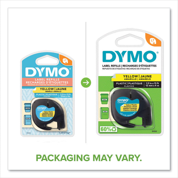 DYMO® LetraTag Plastic Label Tape Cassette, 0.5" x 13 ft, Yellow (DYM91332)