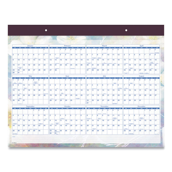 AT-A-GLANCE® Dreams Desk Pad Calendar, Seasonal Artwork, 21.75 x 17, White/Multicolor Sheets, Purple Binding, 12-Month (Jan to Dec): 2024 (AAGSK83704)