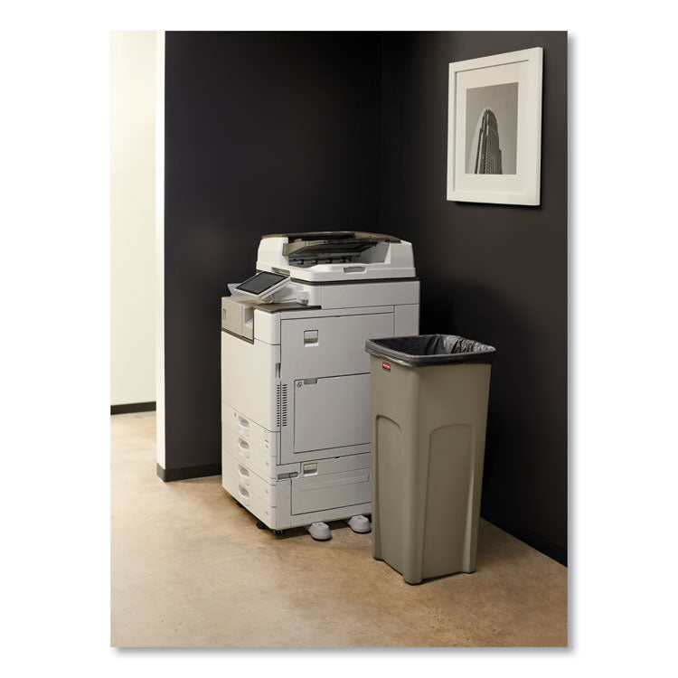 Rubbermaid® Commercial Untouchable Square Waste Receptacle, 23 gal, Plastic, Beige (RCP356988BG) Each