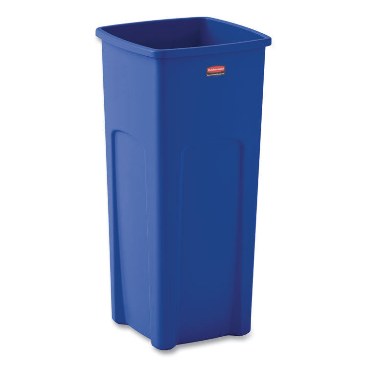 Rubbermaid® Commercial Untouchable Square Waste Receptacle, 23 gal, Plastic, Blue (RCP356973BE)