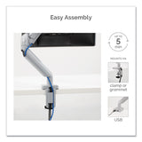 Fellowes® Platinum Series Single Monitor Arm, For 27" Monitors, 360 deg Rotation, 45 deg Tilt, 180 deg Pan, Silver, Supports 20 lb (FEL8056401) Each