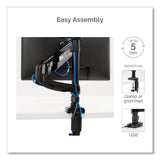 Fellowes® Platinum Series Dual Stacking Arm for 27" Monitors, 360 deg Rotation, 180 deg Tilt, 360 deg Pan, Black, Supports 22 lb (FEL8043401)