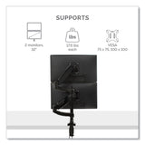 Fellowes® Platinum Series Dual Stacking Arm for 27" Monitors, 360 deg Rotation, 180 deg Tilt, 360 deg Pan, Black, Supports 22 lb (FEL8043401)