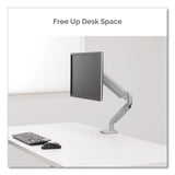 Fellowes® Platinum Series Single Monitor Arm, For 27" Monitors, 360 deg Rotation, 45 deg Tilt, 180 deg Pan, Silver, Supports 20 lb (FEL8056401) Each