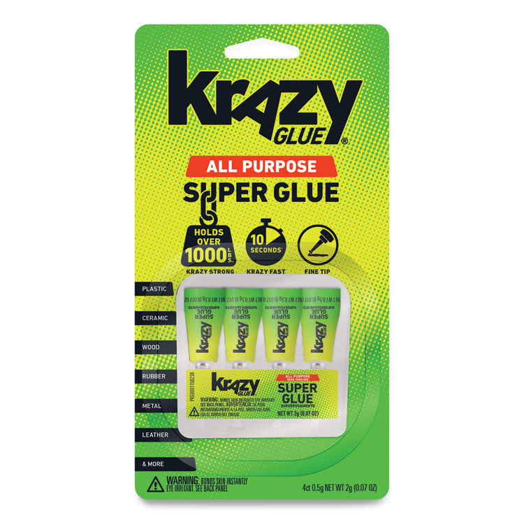Krazy Glue® Single-Use Tubes, 0.07 oz, Dries Clear, 4/Pack (EPIKG58248SN) Pack of 4
