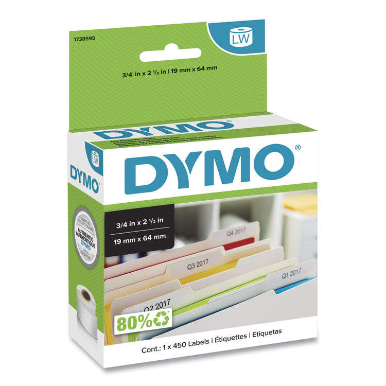 DYMO® LabelWriter Bar Code Labels, 0.75" x 2.5", White, 450 Labels/Roll (DYM1738595)