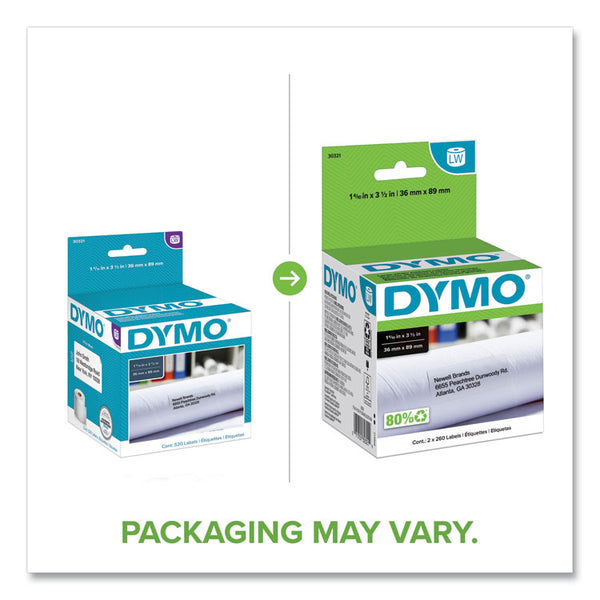 DYMO® LabelWriter Address Labels, 1.4" x 3.5", White, 260 Labels/Roll, 2 Rolls/Pack (DYM30321)