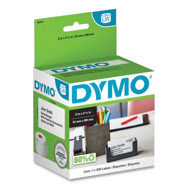 DYMO® LabelWriter Business/Appointment Cards, 2" x 3.5", White, 300 Labels/Roll (DYM30374)