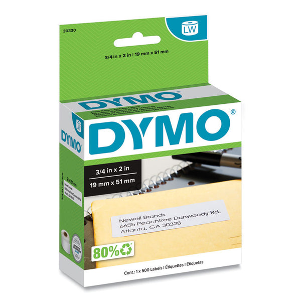 DYMO® LabelWriter Return Address Labels, 0.75" x 2", White, 500 Labels/Roll (DYM30330)