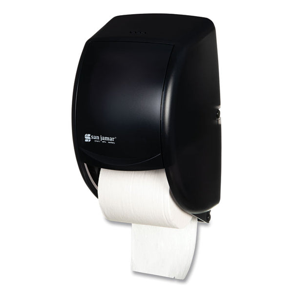 San Jamar® Duett Standard Bath Tissue Dispenser, 2 Roll, 7.5 x 7 x 12.75, Black Pearl (SJMR3500TBK)