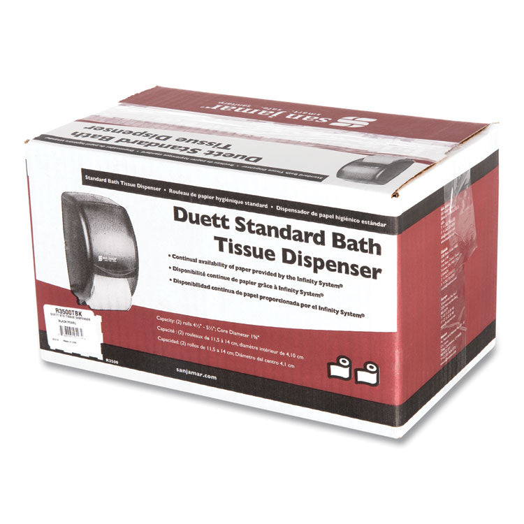 San Jamar® Duett Standard Bath Tissue Dispenser, 2 Roll, 7.5 x 7 x 12.75, Black Pearl (SJMR3500TBK) Each