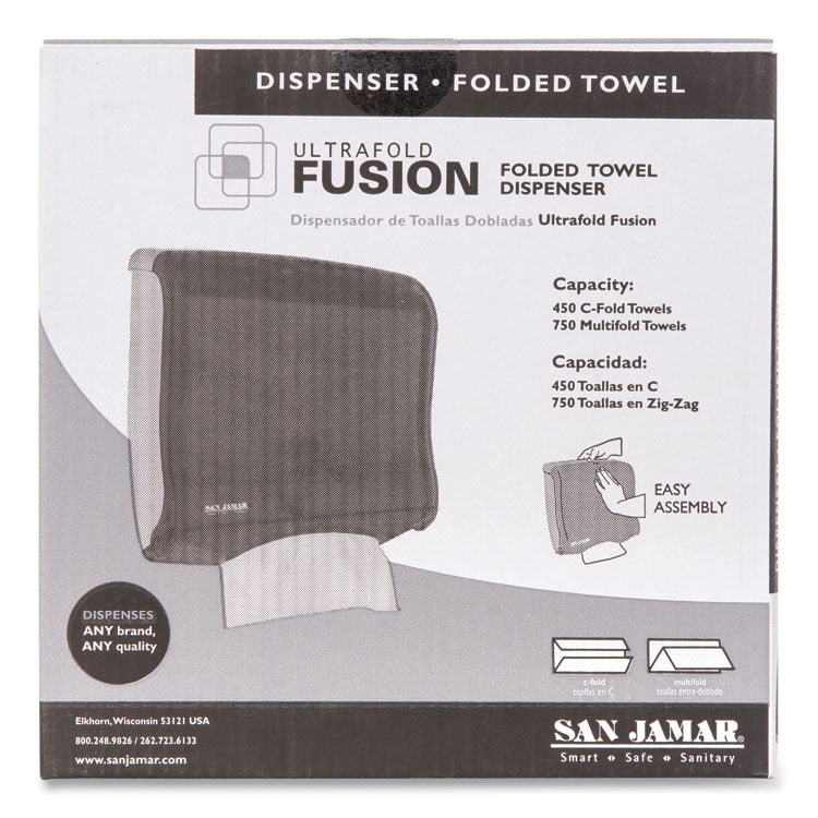 San Jamar® Ultrafold Fusion C-Fold and Multifold Towel Dispenser, 11.5 x 5.5 x 11.5, Black (SJMT1755TBK) Each