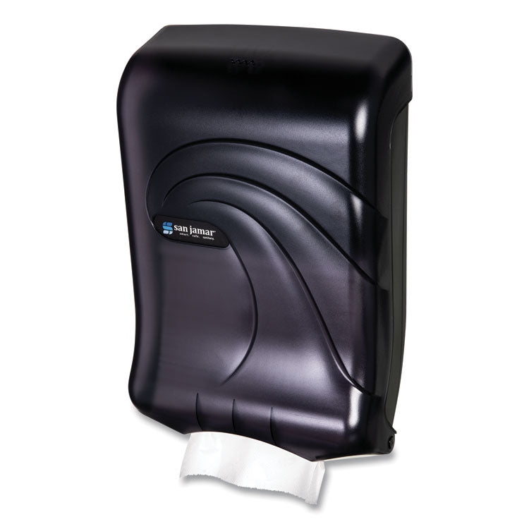 San Jamar® Ultrafold Multifold/C-Fold Towel Dispenser, Oceans, 11.75 x 6.25 x 18, Transparent Black Pearl (SJMT1790TBK) Each