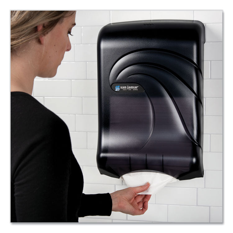 San Jamar® Ultrafold Multifold/C-Fold Towel Dispenser, Oceans, 11.75 x 6.25 x 18, Transparent Black Pearl (SJMT1790TBK) Each