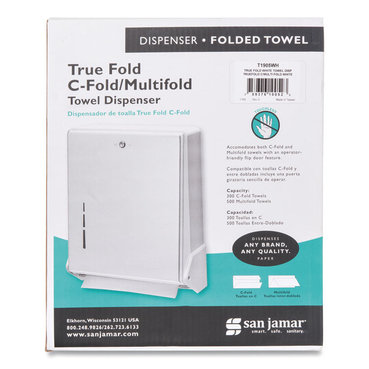 San Jamar® True Fold C-Fold/Multifold Paper Towel Dispenser, 11.63 x 5 x 14.5, White (SJMT1905WH) Each