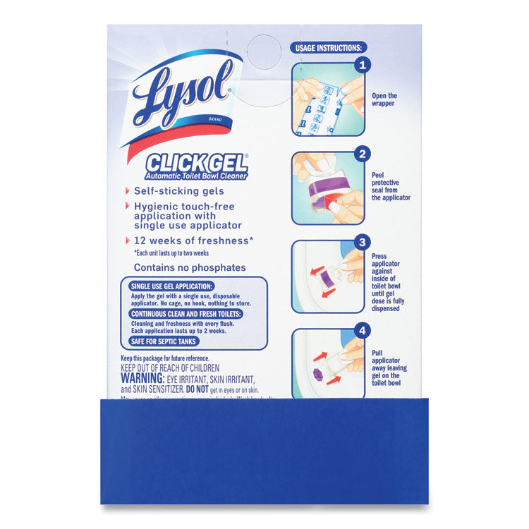 LYSOL® Brand Click Gel Automatic Toilet Bowl Cleaner, Lavender Fields, 6/Box, 4 Boxes/Carton (RAC89060CT)