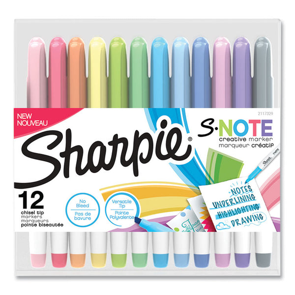 Sharpie® S-Note Creative Markers, Assorted Ink Colors, Chisel Tip, Assorted Barrel Colors, 12/Pack (SAN2117329)