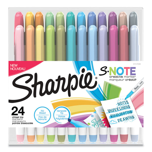 Sharpie® S-Note Creative Markers, Assorted Ink Colors, Chisel Tip, Assorted Barrel Colors, 24/Pack (SAN2117330) Pack Of 24