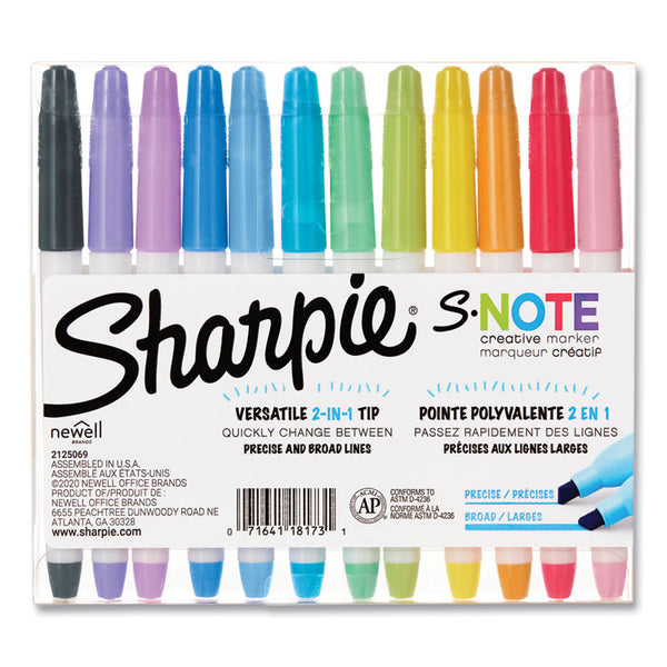 Sharpie® S-Note Creative Markers, Assorted Ink Colors, Chisel Tip, Assorted Barrel Colors, 12/Pack (SAN2117329) Pack Of 12