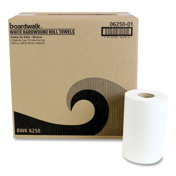 Boardwalk® Hardwound Paper Towels, Nonperforated, 1-Ply, 8" x 350 ft, White, 12 Rolls/Carton (BWK6250)