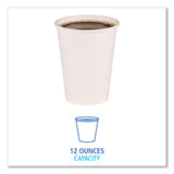 Boardwalk® Paper Hot Cups, 12 oz, White, 50 Cups/Sleeve, 20 Sleeves/Carton (BWKWHT12HCUP)