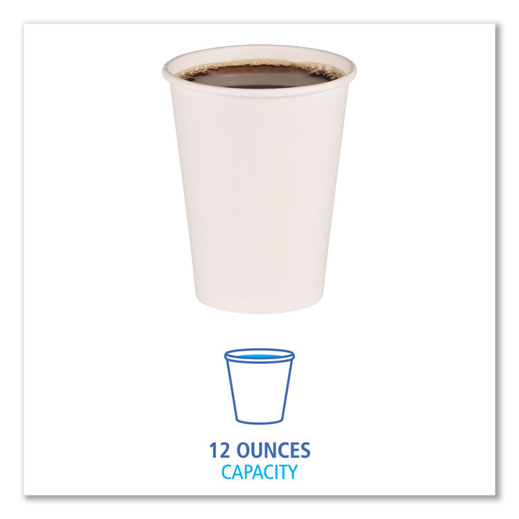 Boardwalk® Paper Hot Cups, 12 oz, White, 50 Cups/Sleeve, 20 Sleeves/Carton (BWKWHT12HCUP)