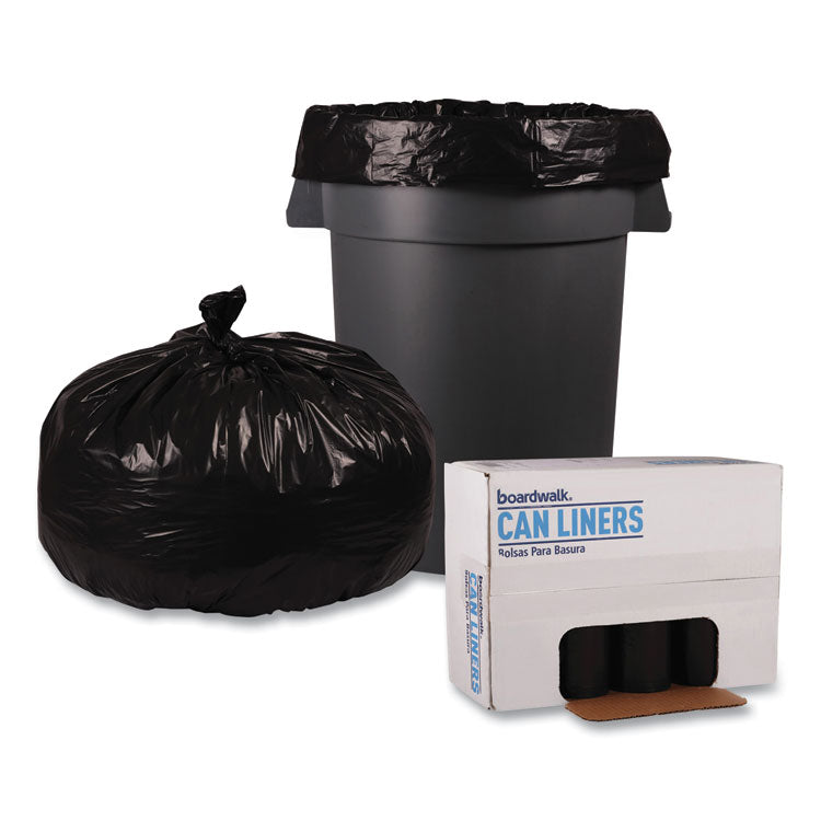 Boardwalk® Recycled Low-Density Polyethylene Can Liners, 56 gal, 1.6 mil, 43" x 47", Black, 10 Bags/Roll, 10 Rolls/Carton (BWK522)
