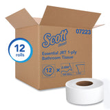 Scott® Essential JRT Jumbo Roll Bathroom Tissue, Septic Safe, 1-Ply, White, 3.55" x 2,000 ft, 12 Rolls/Carton (KCC07223) Case of 12