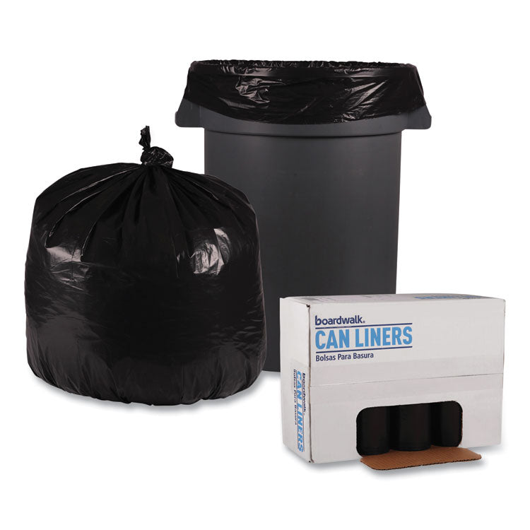 Boardwalk® Recycled Low-Density Polyethylene Can Liners, 33 gal, 1.2 mil, 33" x 39", Black, 10 Bags/Roll, 10 Rolls/Carton (BWK516)