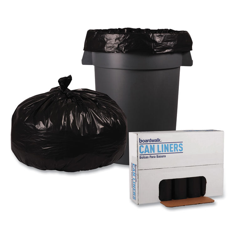 Boardwalk® Recycled Low-Density Polyethylene Can Liners, 56 gal, 1.2 mil, 43" x 47", Black, 10 Bags/Roll, 10 Rolls/Carton (BWK518)