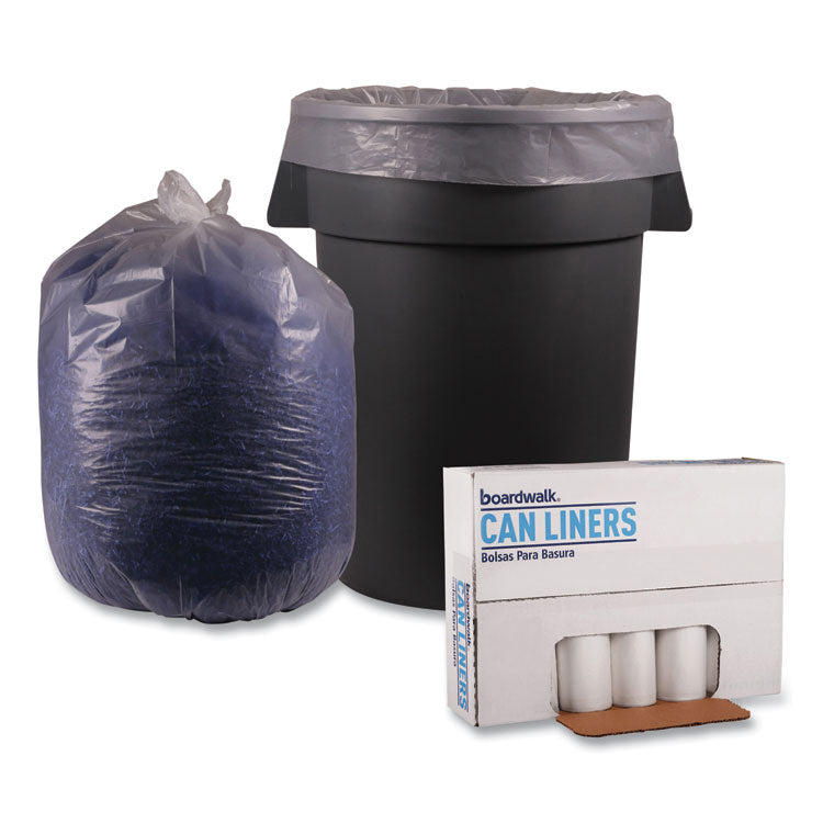 Boardwalk® Recycled Low-Density Polyethylene Can Liners, 56 gal, 1.1 mil, 43" x 47", Clear, 10 Bags/Roll, 10 Rolls/Carton (BWK532) Case of 100