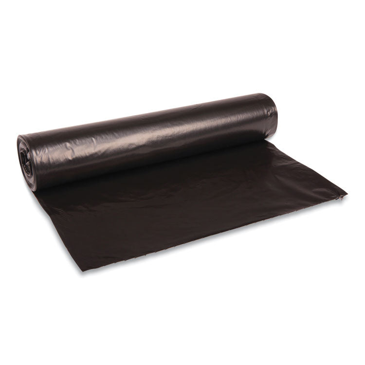 Boardwalk® Recycled Low-Density Polyethylene Can Liners, 45 gal, 1 mil, 40" x 48", Black, 10 Bags/Roll, 10 Rolls/Carton (BWK527)