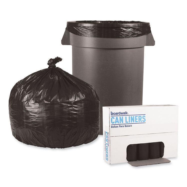 Boardwalk® Low-Density Waste Can Liners, 33 gal, 0.5 mil, 33" x 39", Black, 25 Bags/Roll, 8 Rolls/Carton (BWK3339H)