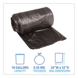 Boardwalk® Low-Density Waste Can Liners, 16 gal, 0.35 mil, 24" x 32", Black, 25 Bags/Roll, 10 Rolls/Carton (BWK2432L)