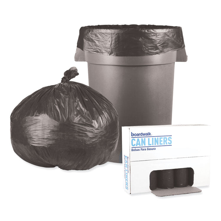 Boardwalk® Low-Density Waste Can Liners, 45 gal, 0.6 mil, 40" x 46", Black, 25 Bags/Roll, 4 Rolls/Carton (BWK4046H) Case of 100