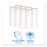 Boardwalk® Low-Density Waste Can Liners, 30 gal, 0.6 mil, 30" x 36", White, 25 Bags/Roll, 8 Rolls/Carton (BWK3036EXH) Case of 200